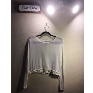 White Long Sleeve Crop Top